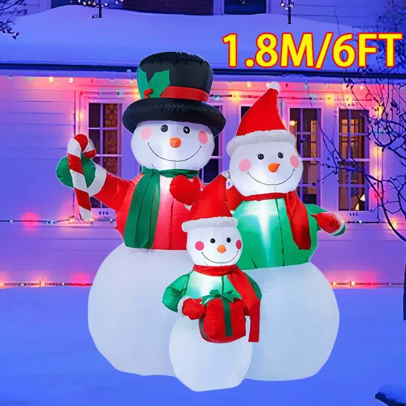 Figura inflable navideña: muñeco de nieve con luces LED - imagen 2