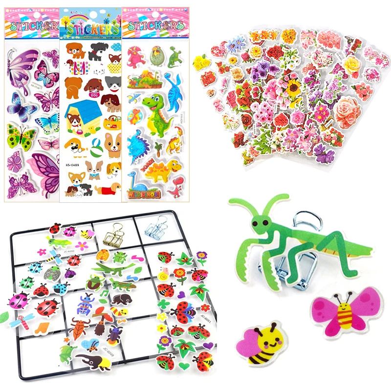 Pegatinas 3D hinchadas infantiles de animales y dinosaurios
