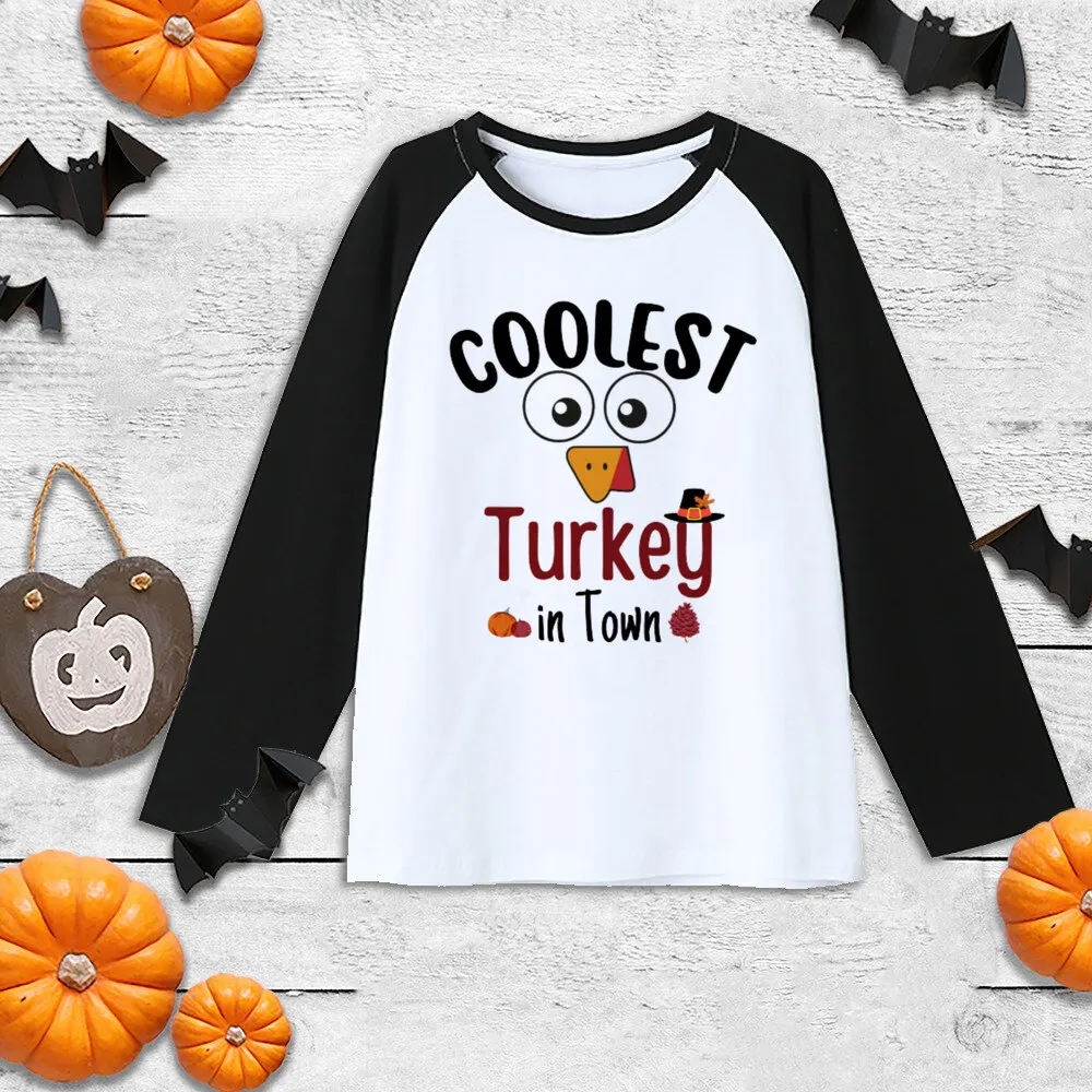 Camiseta raglán Acción de Gracias para niños y niñas