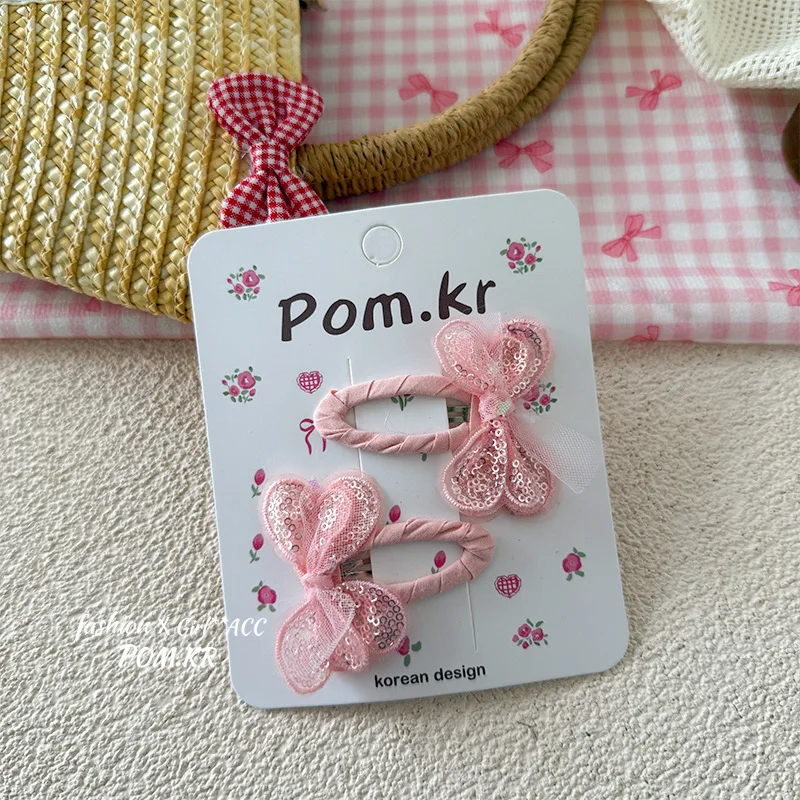 Pinzas de pelo infantiles con lazos y brillo de lentejuelas - imagen 2