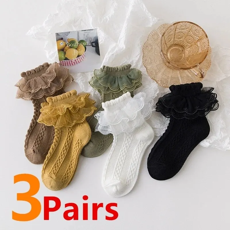 Calcetines de verano con volantes para niña – Algodón y encaje - imagen 3
