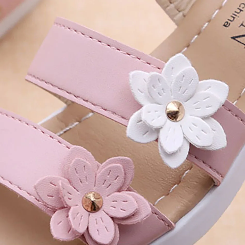 Sandalias de verano para niños y niñas con tres flores decorativas - imagen 5