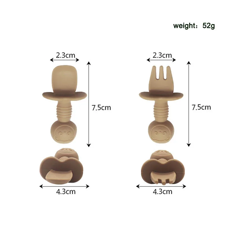 Juego cuchara tenedor oso silicona bebé aprendizaje - imagen 2