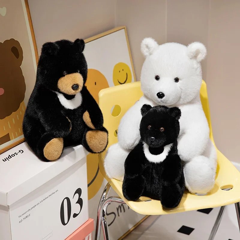 Oso de peluche negro y polar blanco, regalo para Navidad o cumpleaños - imagen 5