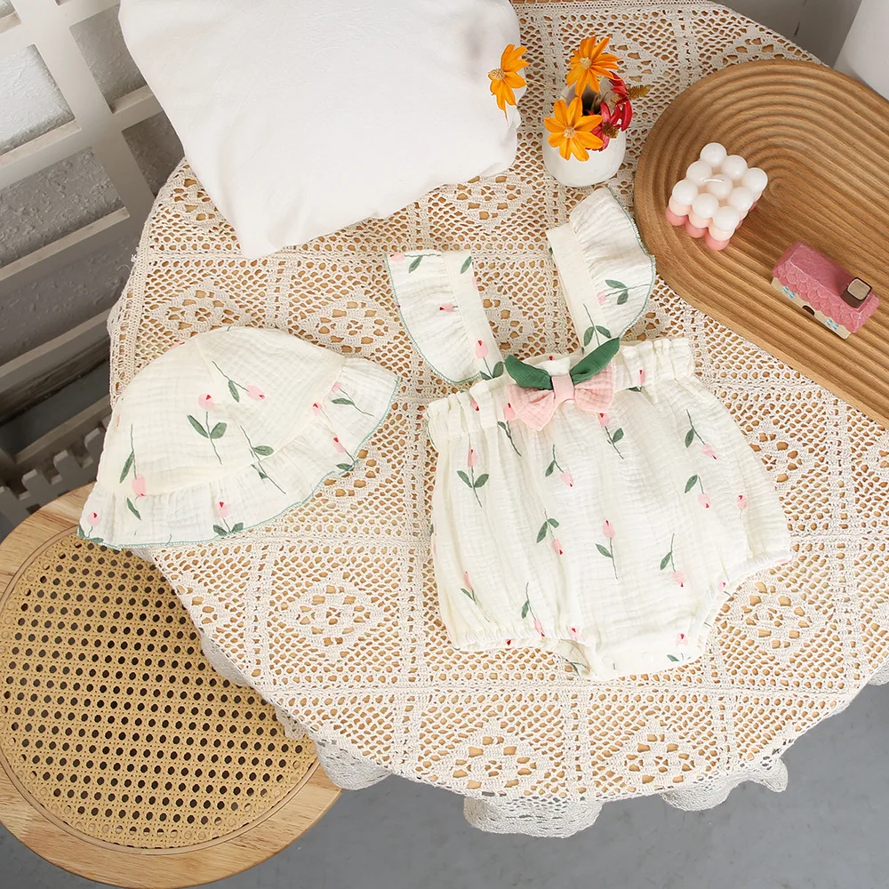 Milancel bodys de bebé 0-2 años con gorro tulipanes para niña