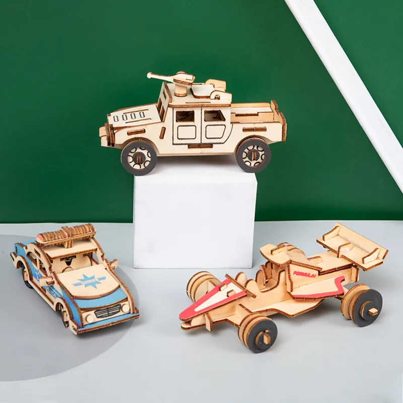 Puzle 3D moto de madera artesanal para niños - imagen 4