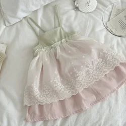 Milancel vestido de verano para bebé con flores bordadas y tirantes