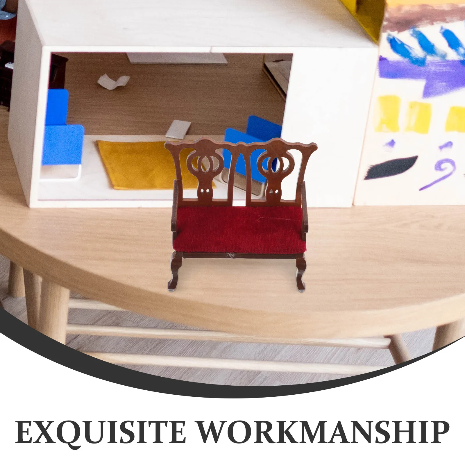 Silla para casa de muñecas vintage artesanal estilo palacio - imagen 2