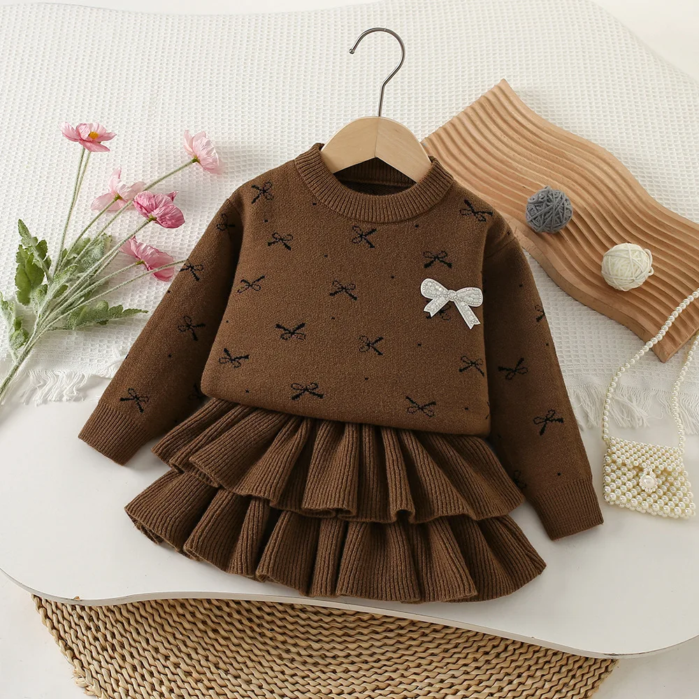 Milancel conjunto de punto para niña con jersey y falda plisada - imagen 2