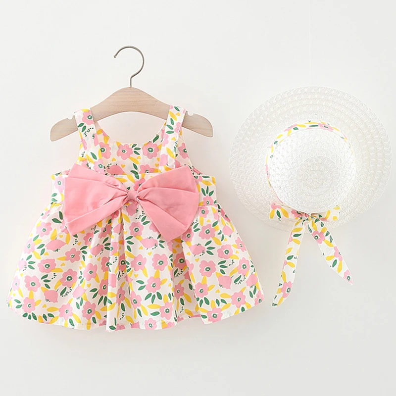 Vestido verano niña algodón orgánico con lazo floral para recién nacida - imagen 4