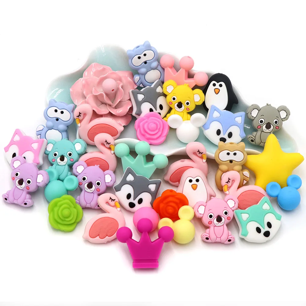 Cute-idea Mini cuentas de silicona para bebé: animales y manualidades
