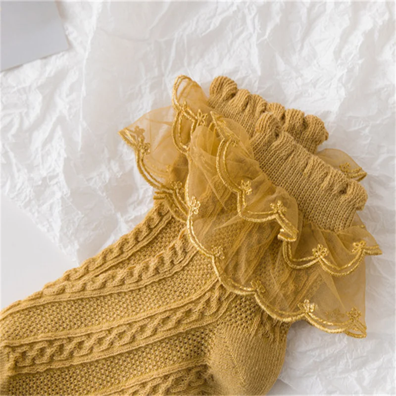 Lawadka Calcetines de encaje para niña – Estilo tutú - imagen 2