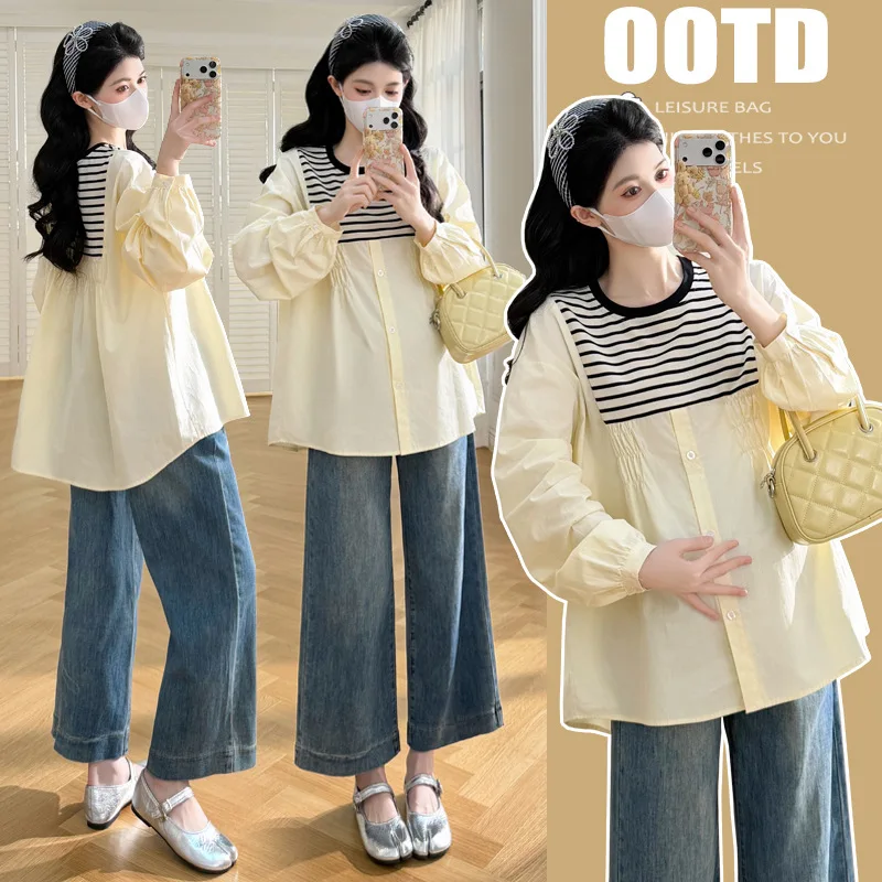 Camisa premamá de entretiempo con capas – Estilo moderno - imagen 3