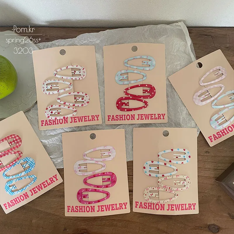 Pinzas para el pelo infantiles a presión estampado colorido dulce - imagen 5