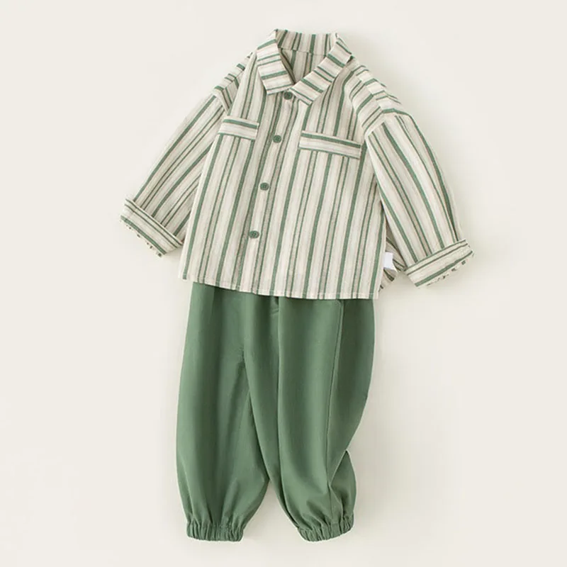 Conjunto bebé de manga larga y pantalón a rayas para entretiempo - imagen 2