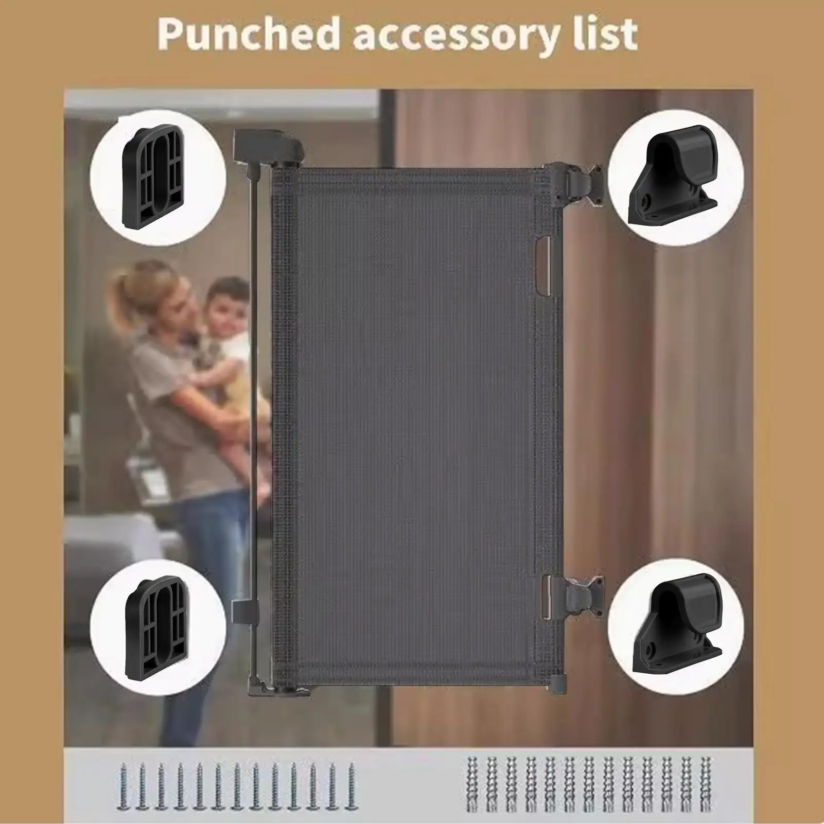 Puerta de seguridad infantil para escaleras con kit de montaje - imagen 2