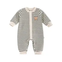 Pelele algodón rayas logo oso – Bebés 0-18M Invierno