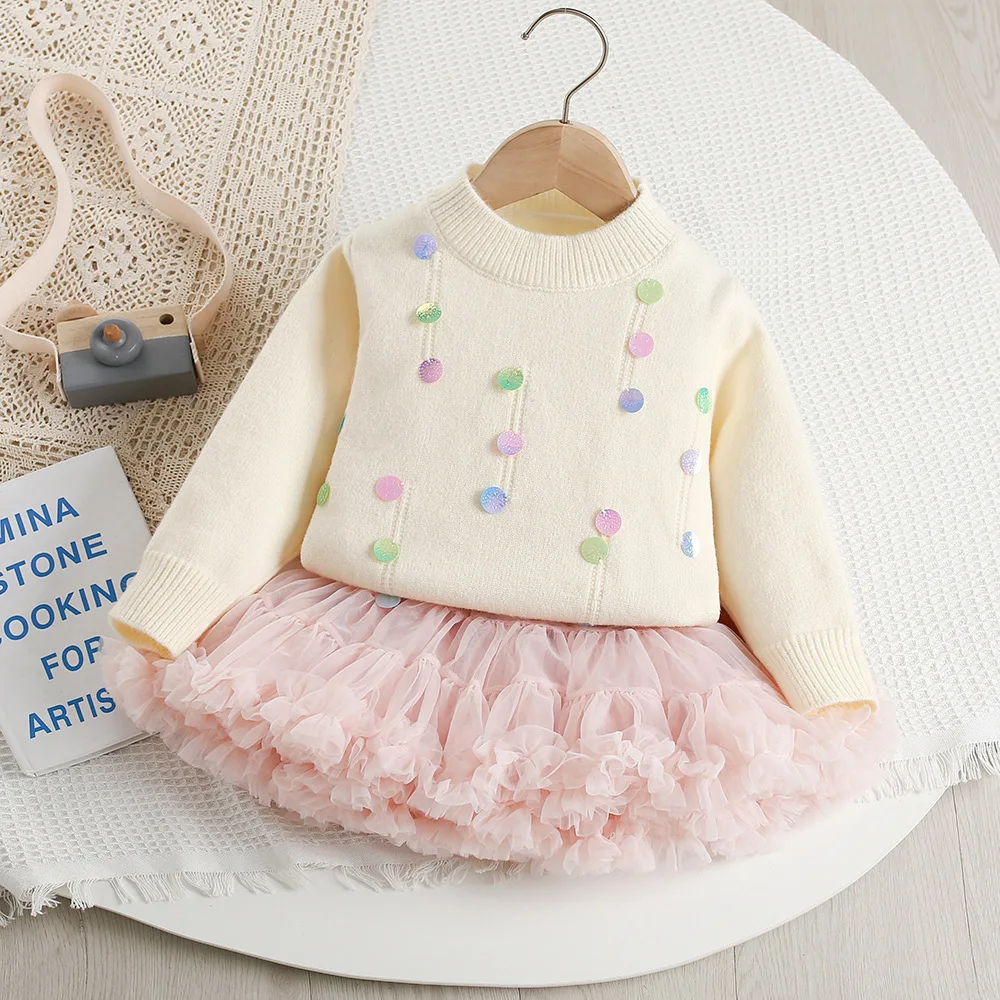 Conjunto de punto MILANCEL para niño de otoño con tutú y lentejuelas - imagen 2
