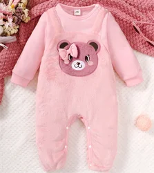 Pelele oso rosa de manga larga para niña