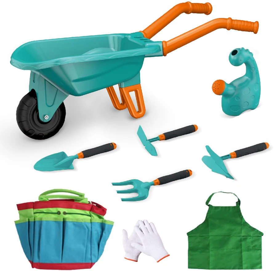 Juego de herramientas de jardinería infantil con carrito y delantal - imagen 2