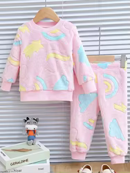 Pijama felpa manga larga para niña – Luz nocturna diseño nube arcoíris