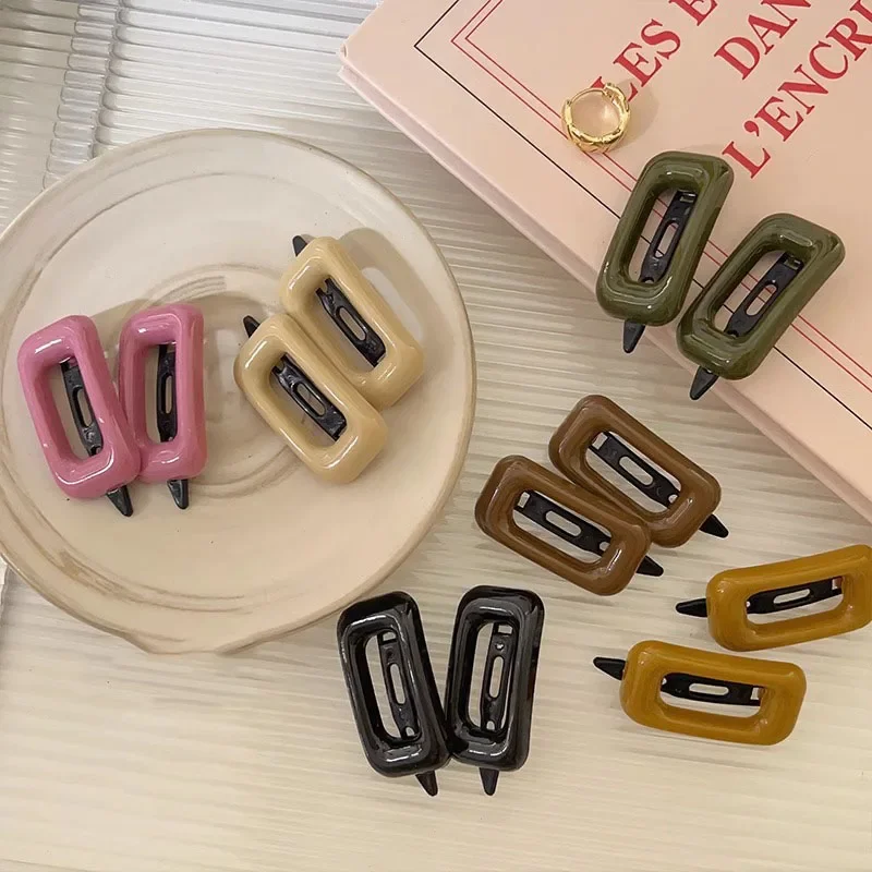 Horquillas cuadradas huecas color caramelo para niñas - Clip flequillo - imagen 4