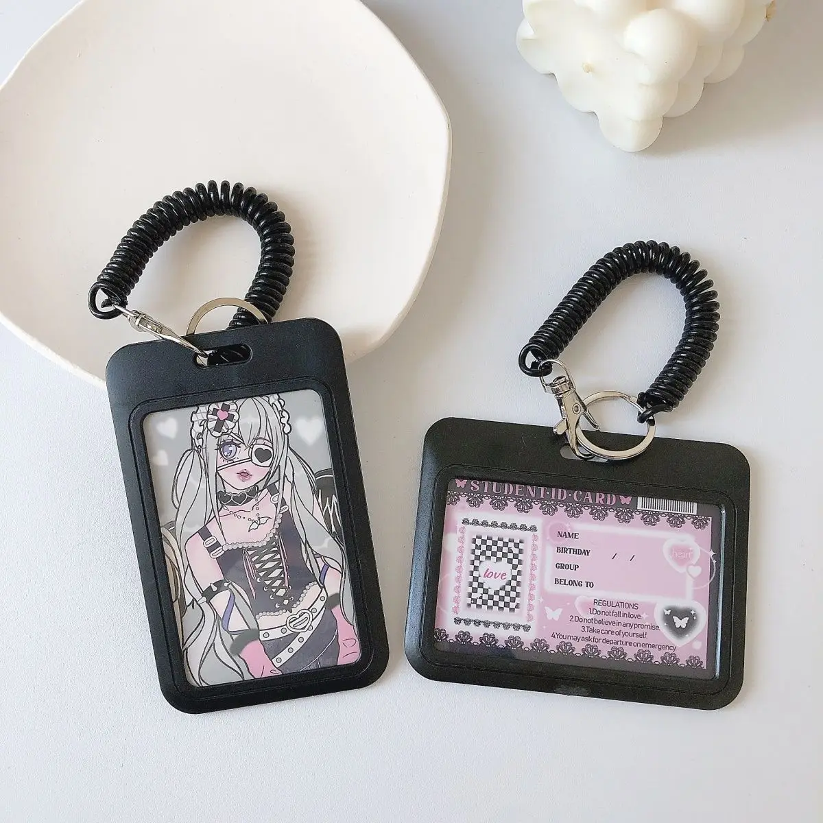 Portatarjetas negro estilo Kpop para sesiones fotográficas – Accesorio escolar - imagen 2