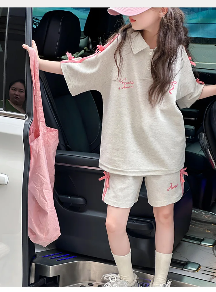 Conjunto deportivo verano niña: manga corta y pantalón corto coreano - imagen 5