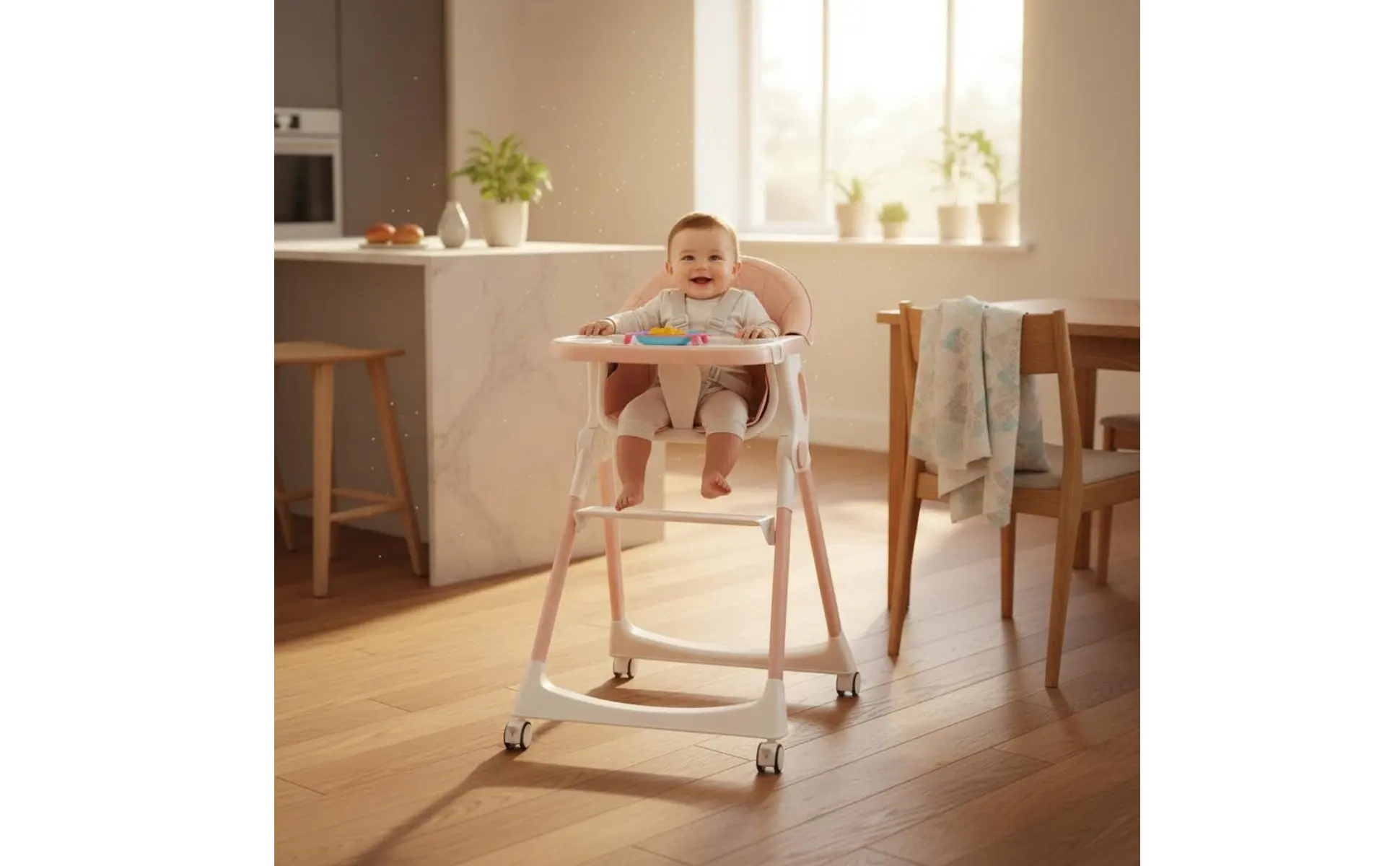 Asiento y bandeja con ajustes para mayor ergonomía