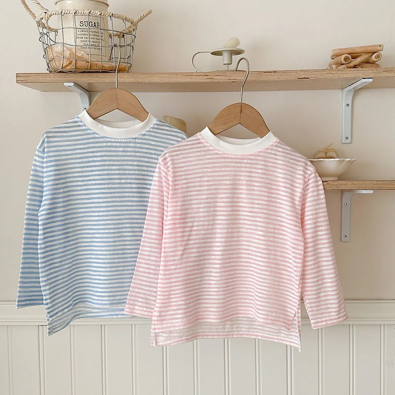 Camisetas de algodón a rayas para niños y niñas - imagen 4