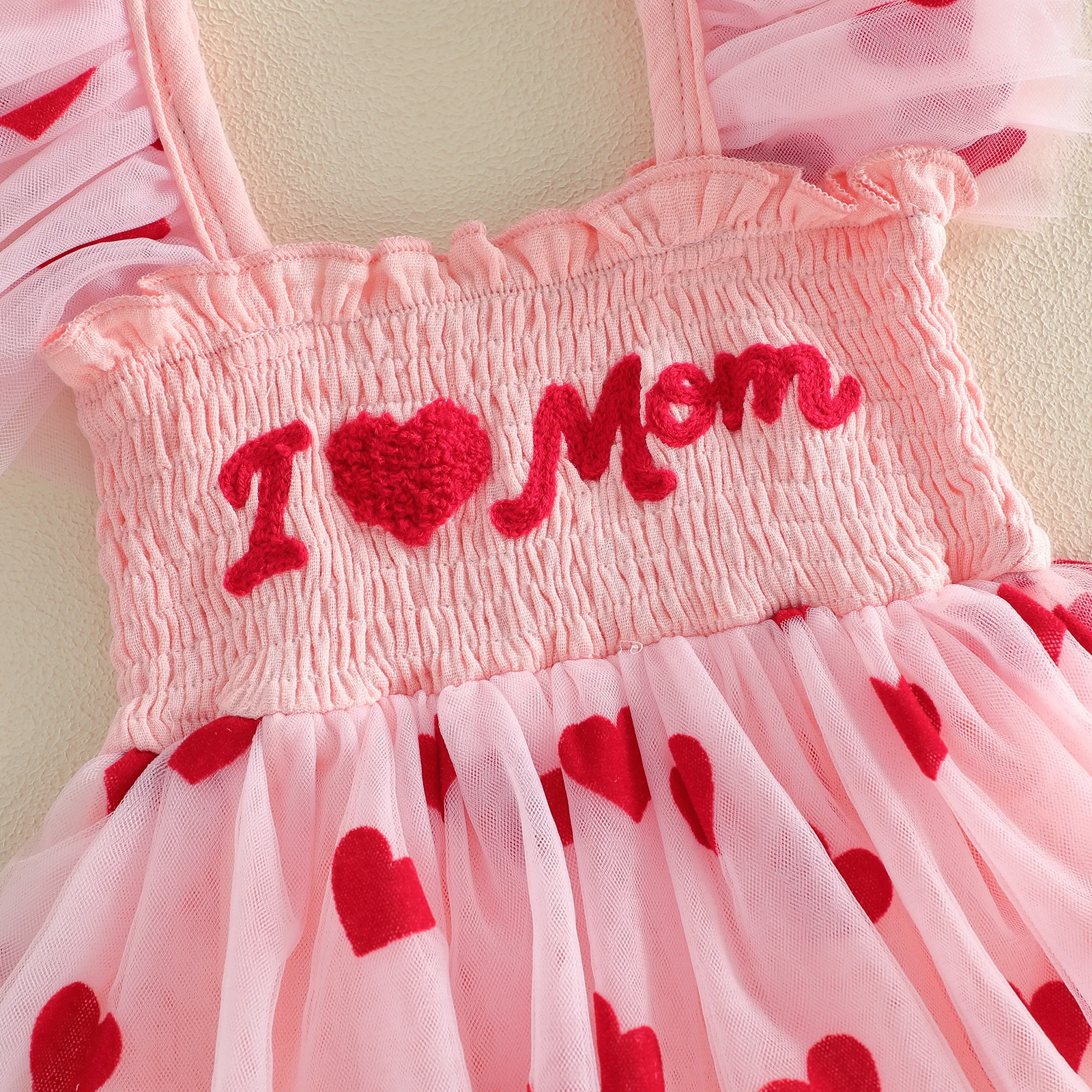 Conjunto bebé niña vestido de tul con diadema lazo corazón - imagen 2