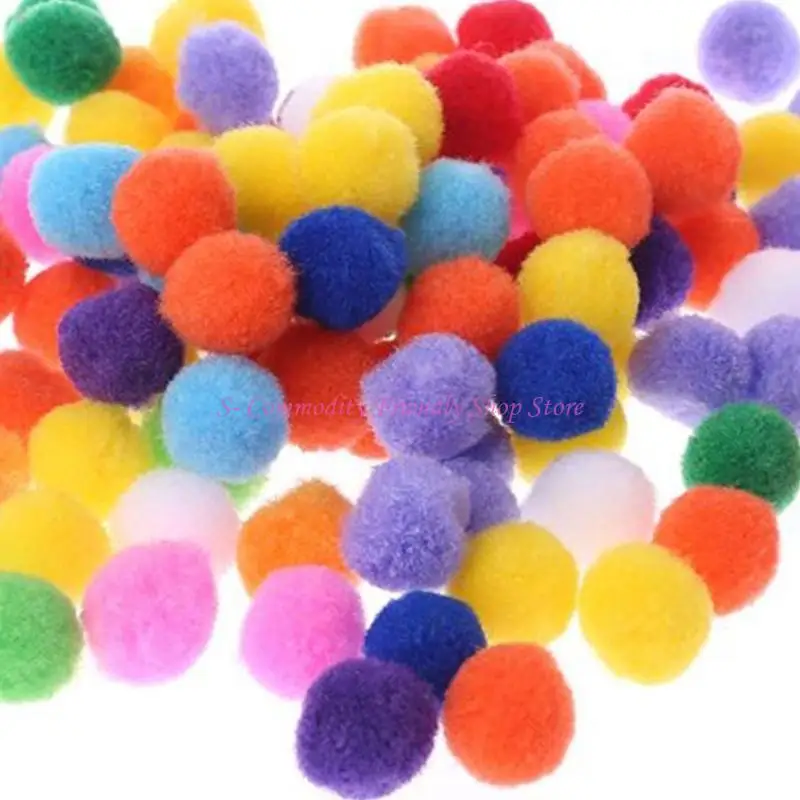 Pompones de colores peludos para manualidades infantiles y Navidad - imagen 2