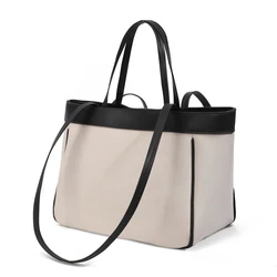 Bolsa de pañales estilo bolso marrón y blanco de gran capacidad