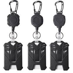 Porta tarjetas retráctil resistente con clip para identificación