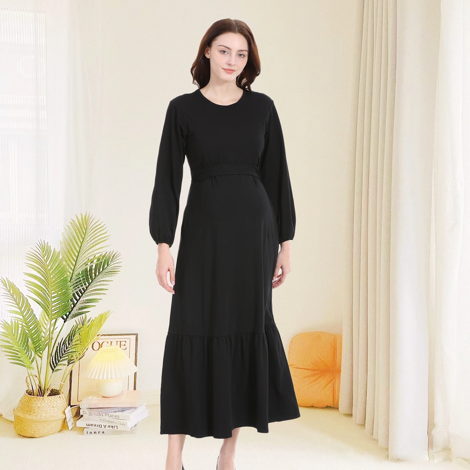 Vestido premamá manga larga elegante para embarazadas - imagen 3