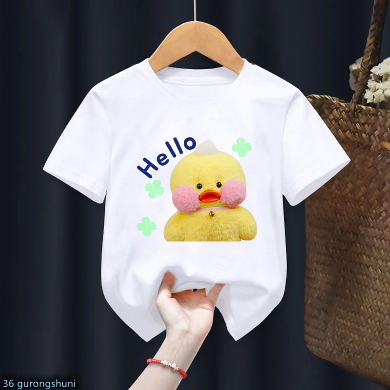 Lalafanfan Camiseta infantil de algodón suave con estampado de pato - imagen 5