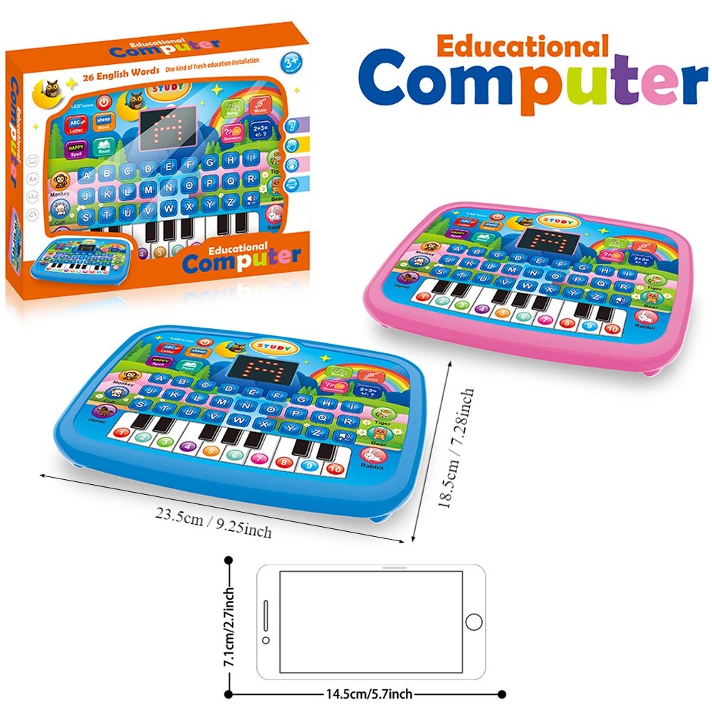 Detalle del teclado interactivo para niños con letras y números