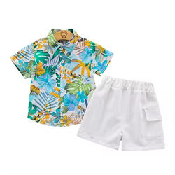Conjunto de verano para bebés - camisa estampada y pantalón corto