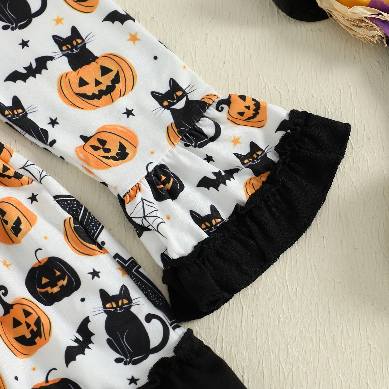 Tregren Vestido Halloween niña estampado gato calabaza volantes - imagen 2