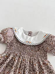 MILANCEL vestido de verano floral fino con cuello bordado bebé