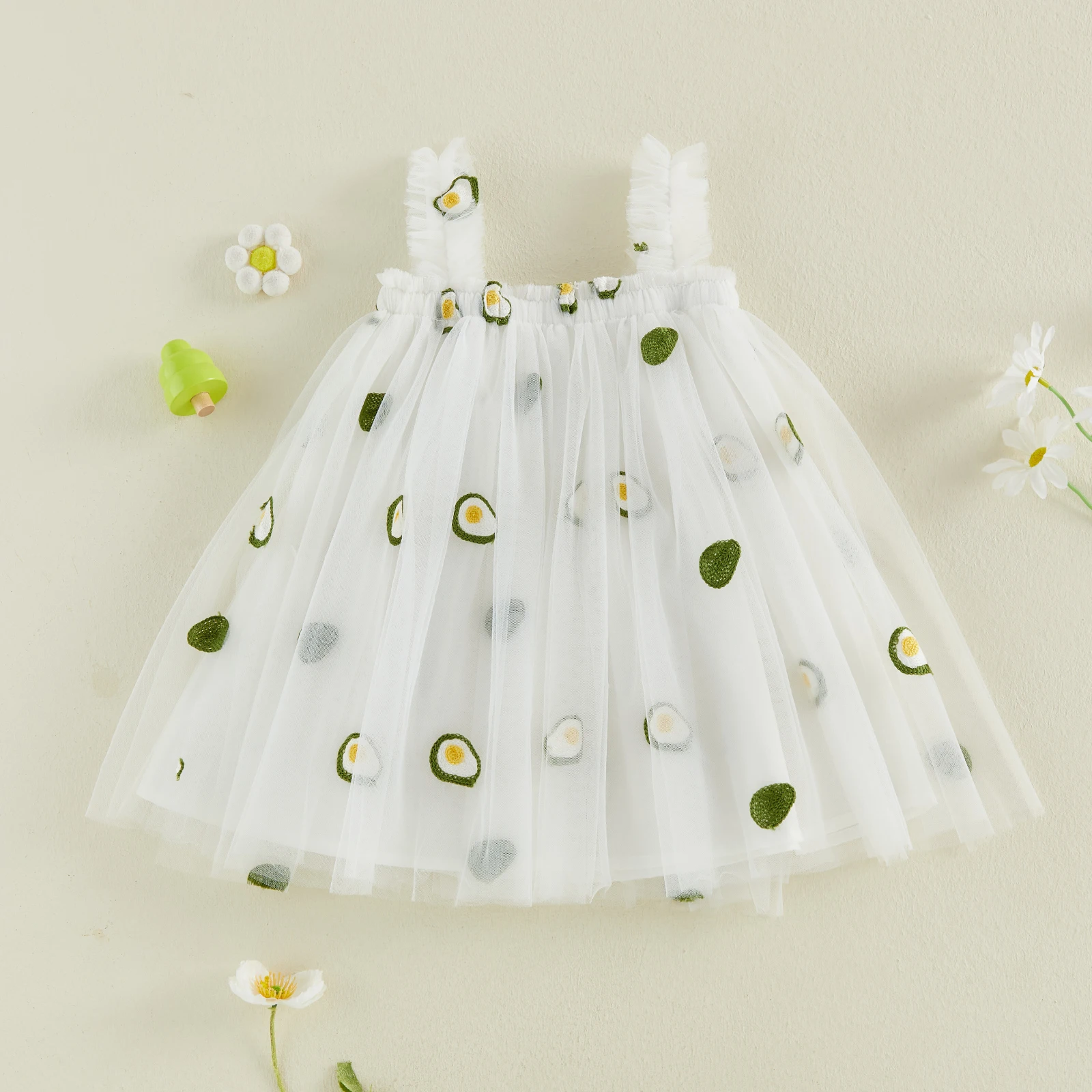 Vestido de malla con corte A sin mangas bordado floral de verano - imagen 3