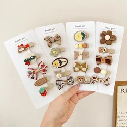 Pinzas de pelo de felpa con lazo para niña y bebé – Color beige y café