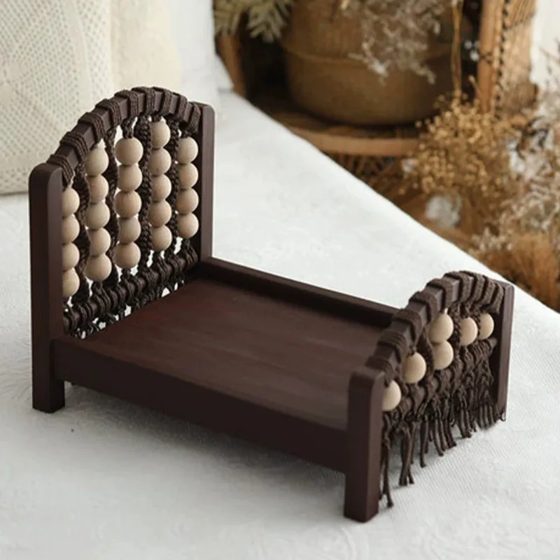 Accesorios de fotografía para recién nacido con cuna de madera - imagen 4