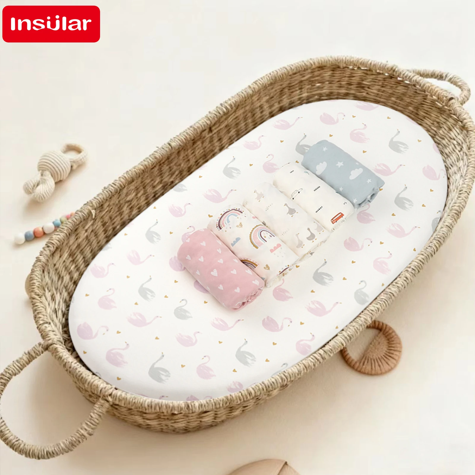 Sábana ajustable INSULAR para cuna de bebé con cubrecolchón - imagen 4