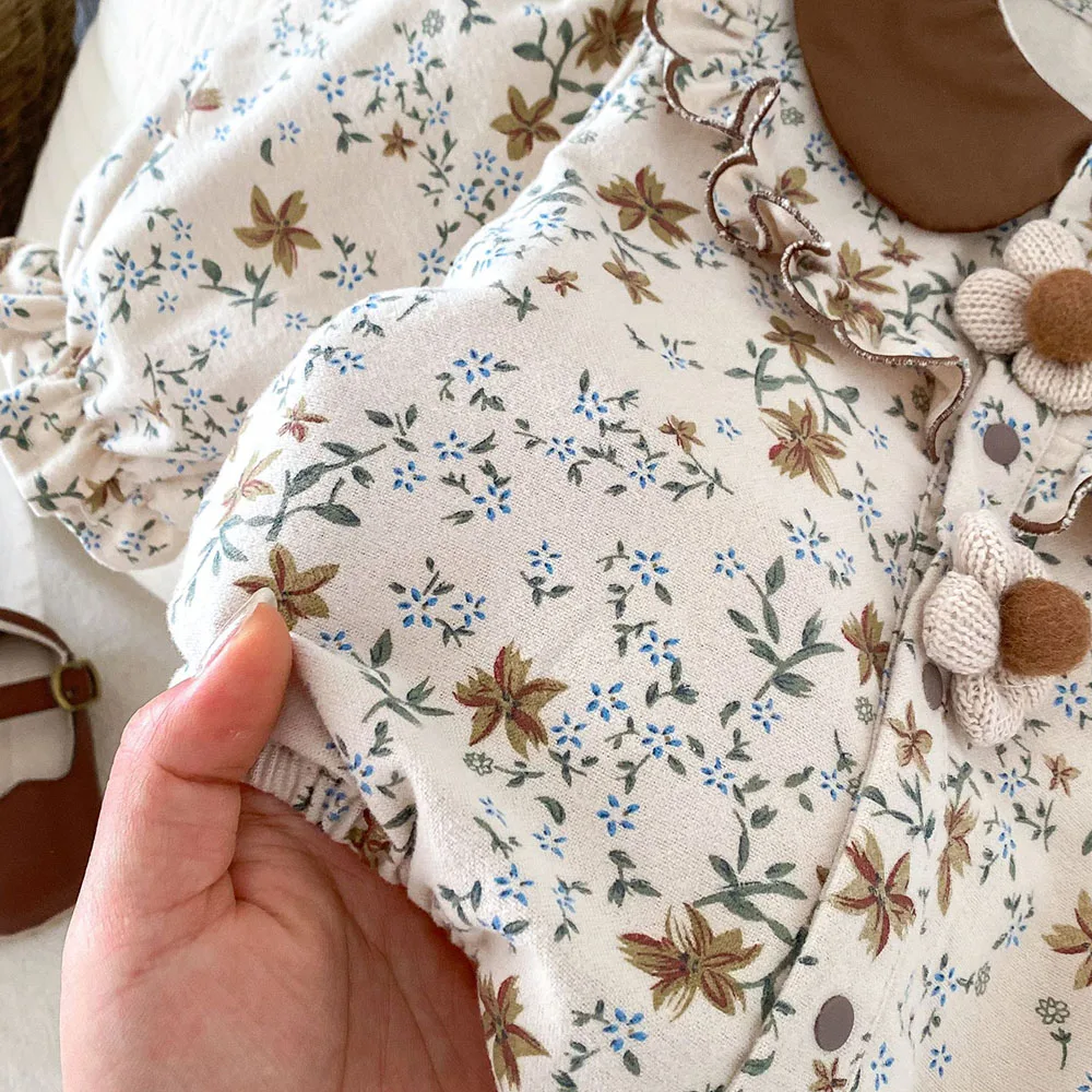 Body bebé de una pieza con estampado floral estilo retro primavera - imagen 5