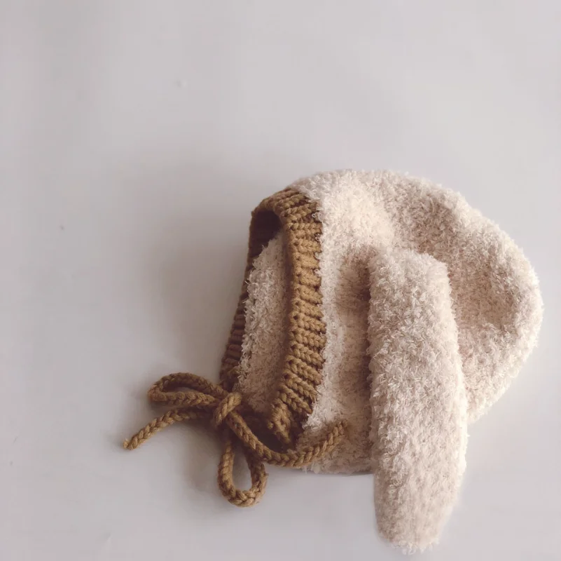 Gorro con orejas para bebé recién nacido – Felpa suave para fotos - imagen 2