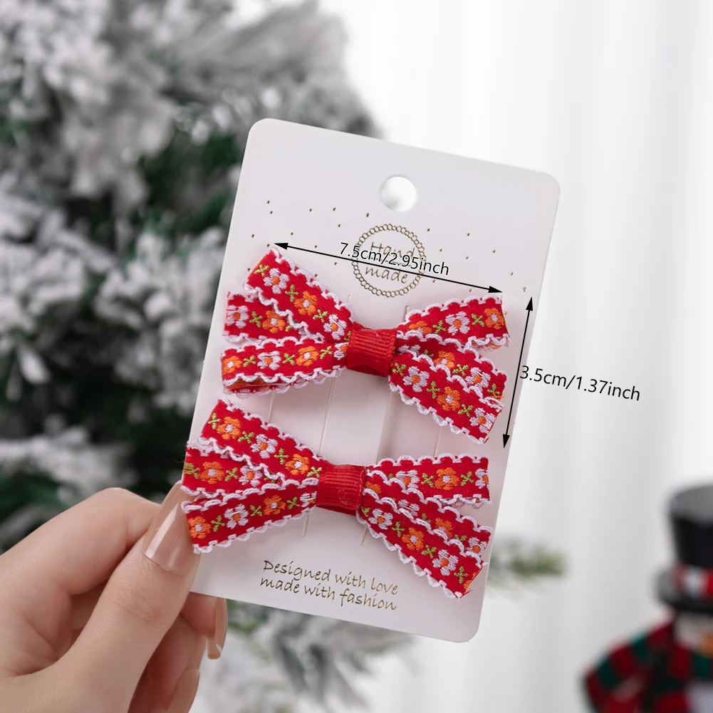 Pinzas de pelo navidad para niña – Set con lazos y flores - imagen 2