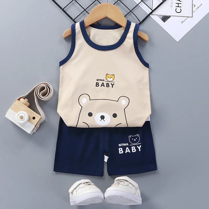 Conjunto verano bebé niño algodón: camiseta y pantalón corto - imagen 2