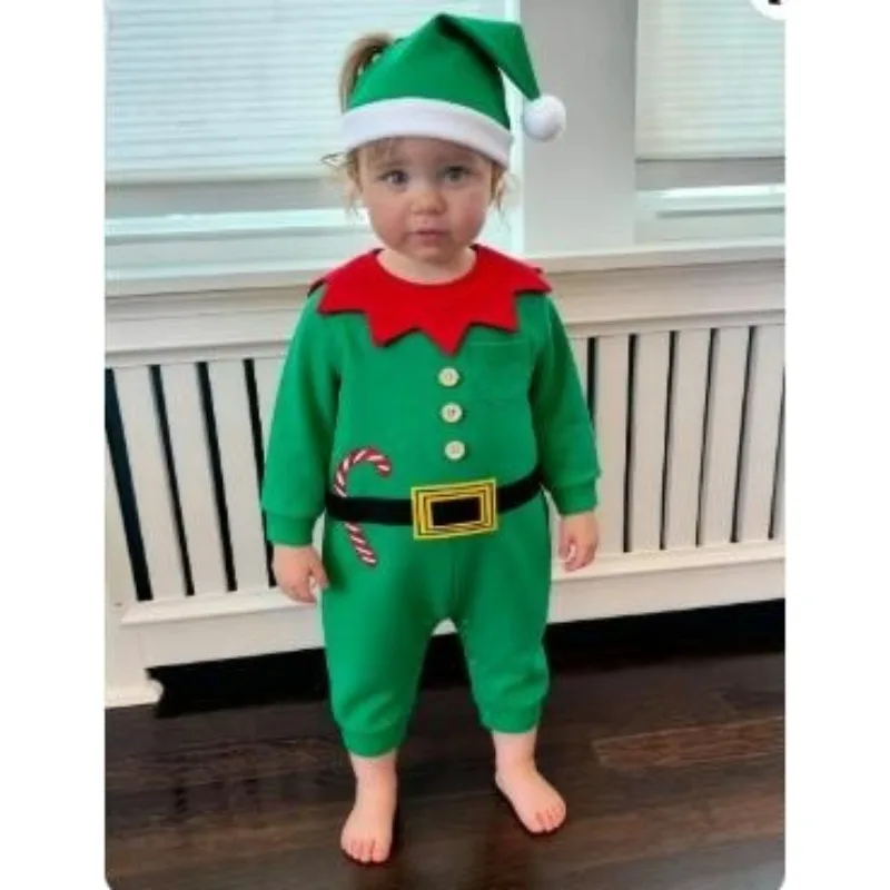 Pelele de Navidad para recién nacido con sombrero, manga larga - imagen 4