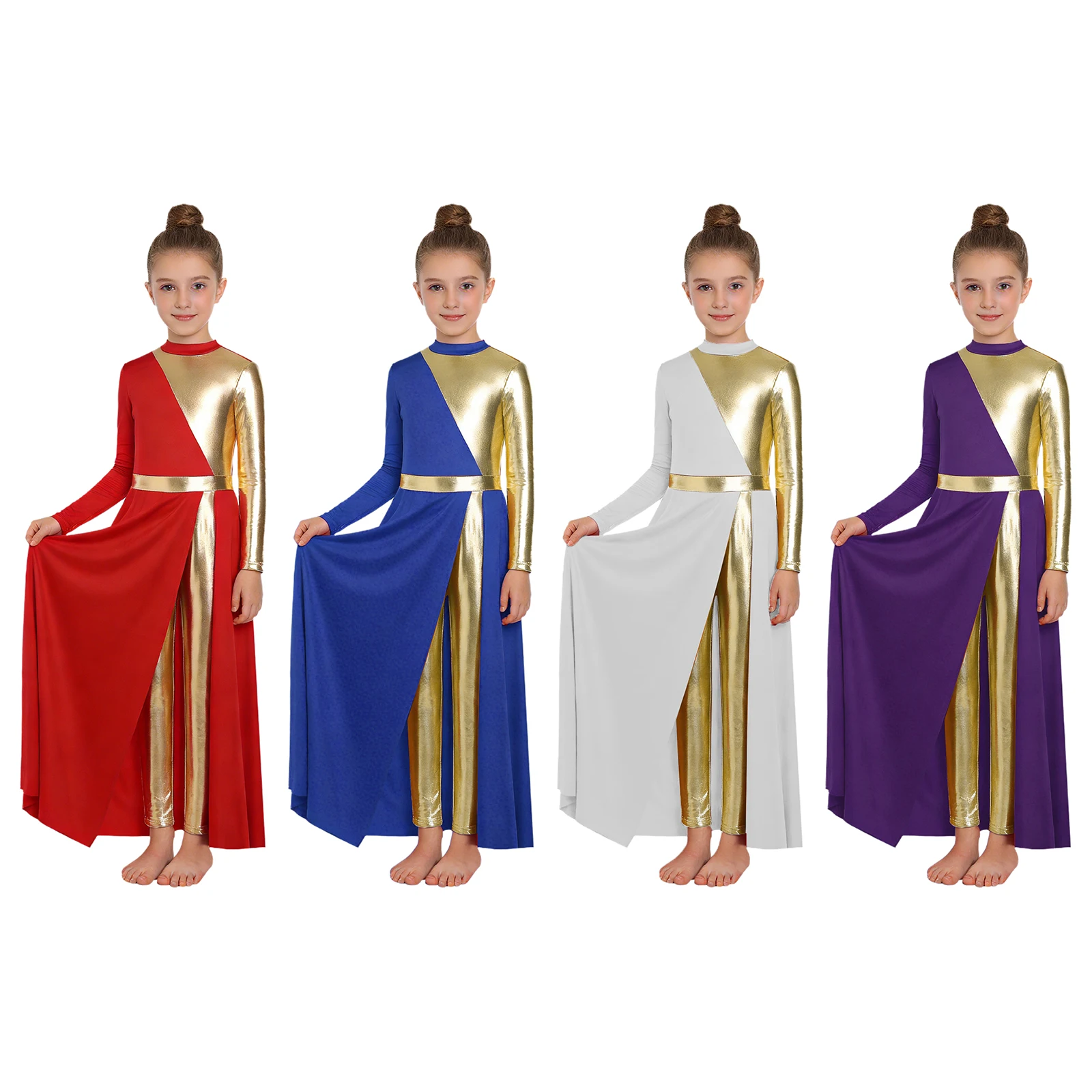 Vestido litúrgico de danza para niñas – túnica manga larga - imagen 4